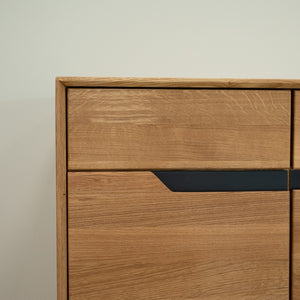 NordicStory Aparador de madera maciza roble Bremen 2, 135 x 42 x 90 cm.