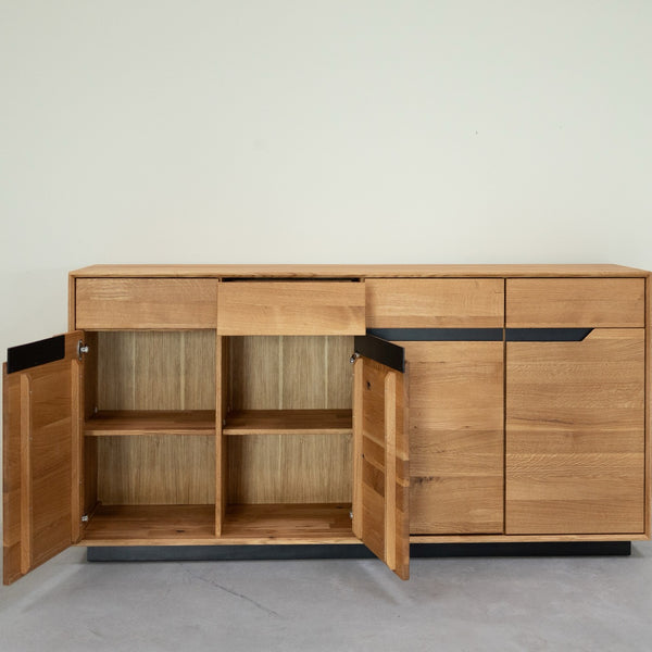 NordicStory Aparador de madera maciza roble Bremen, 180 x 42 x 90 cm.