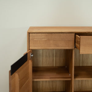 NordicStory Aparador de madera maciza roble Bremen 2, 135 x 42 x 90 cm.