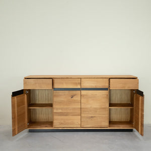 NordicStory Aparador de madera maciza roble Bremen, 180 x 42 x 90 cm.