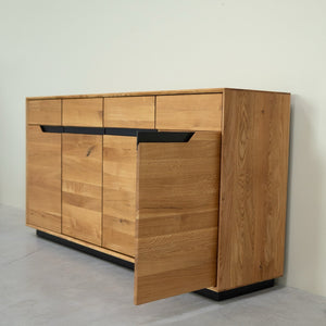 NordicStory Aparador de madera maciza roble Bremen, 180 x 42 x 90 cm.