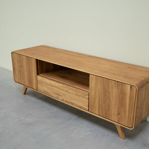 NordicStory Mueble de TV de madera maciza roble Geneva 2, 180 x 45 x 55 cm.