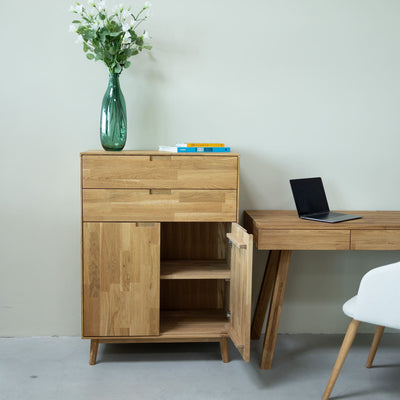 NordicStory Sinfonier Cómoda de madera maciza de roble Escandi 2 Roble.Store