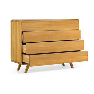 NordicStory Comoda de madera maciza roble Geneva 3, 120 x 42 x 90 cm.
