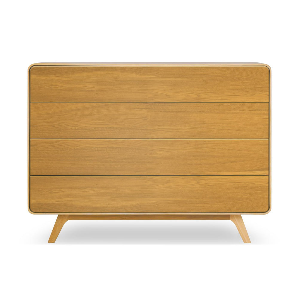 NordicStory Comoda de madera maciza roble Geneva 3, 120 x 42 x 90 cm.