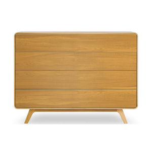 NordicStory Comoda de madera maciza roble Geneva 3, 120 x 42 x 90 cm.