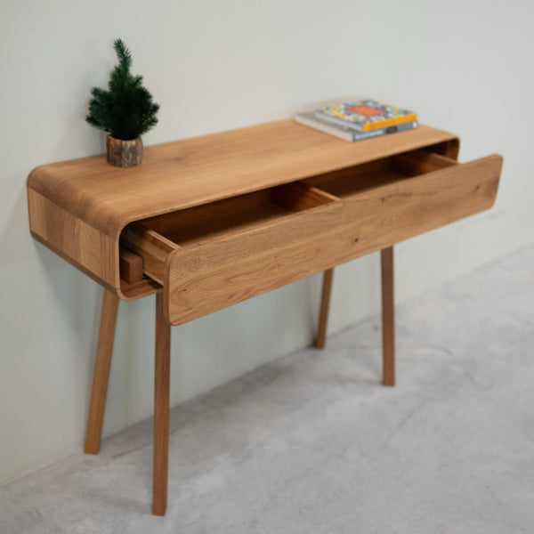 NordicStory Consola tocador de madera maciza roble Geneva, 110 x 35 x 80 cm.