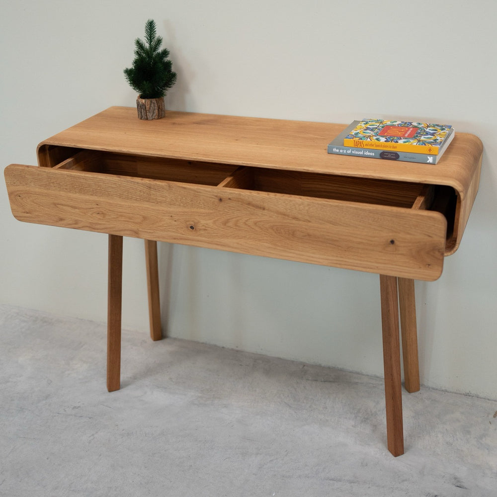 NordicStory Consola tocador de madera maciza roble Geneva, 110 x 35 x 80 cm.