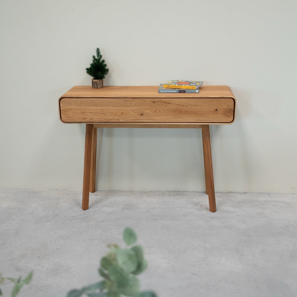 NordicStory Consola tocador de madera maciza roble Geneva, 110 x 35 x 80 cm.