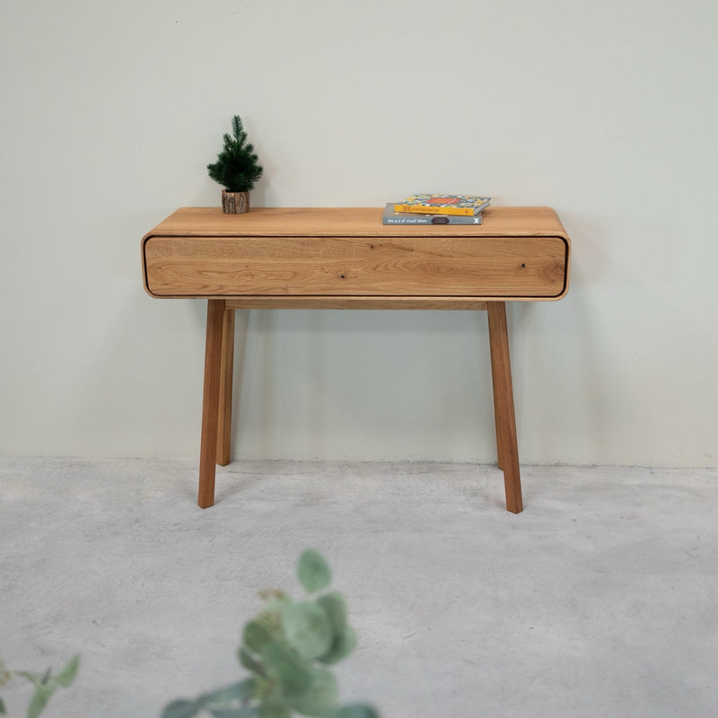 NordicStory Consola tocador de madera maciza roble Geneva, 110 x 35 x 80 cm.