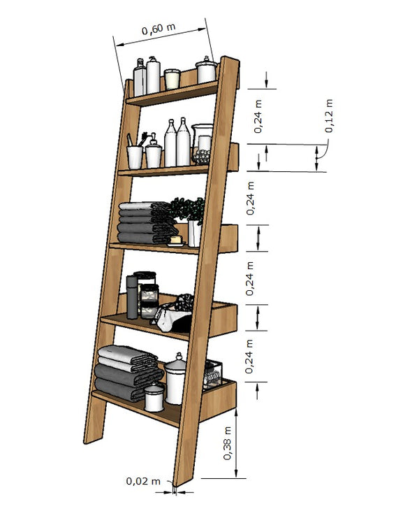 NordicStory Estanteria Libreria de madera maciza de roble