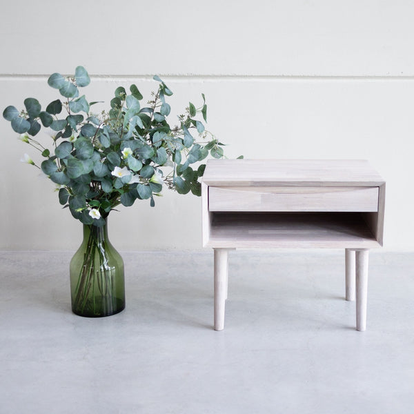 NordicStory Mesita de noche de madera maciza de roble