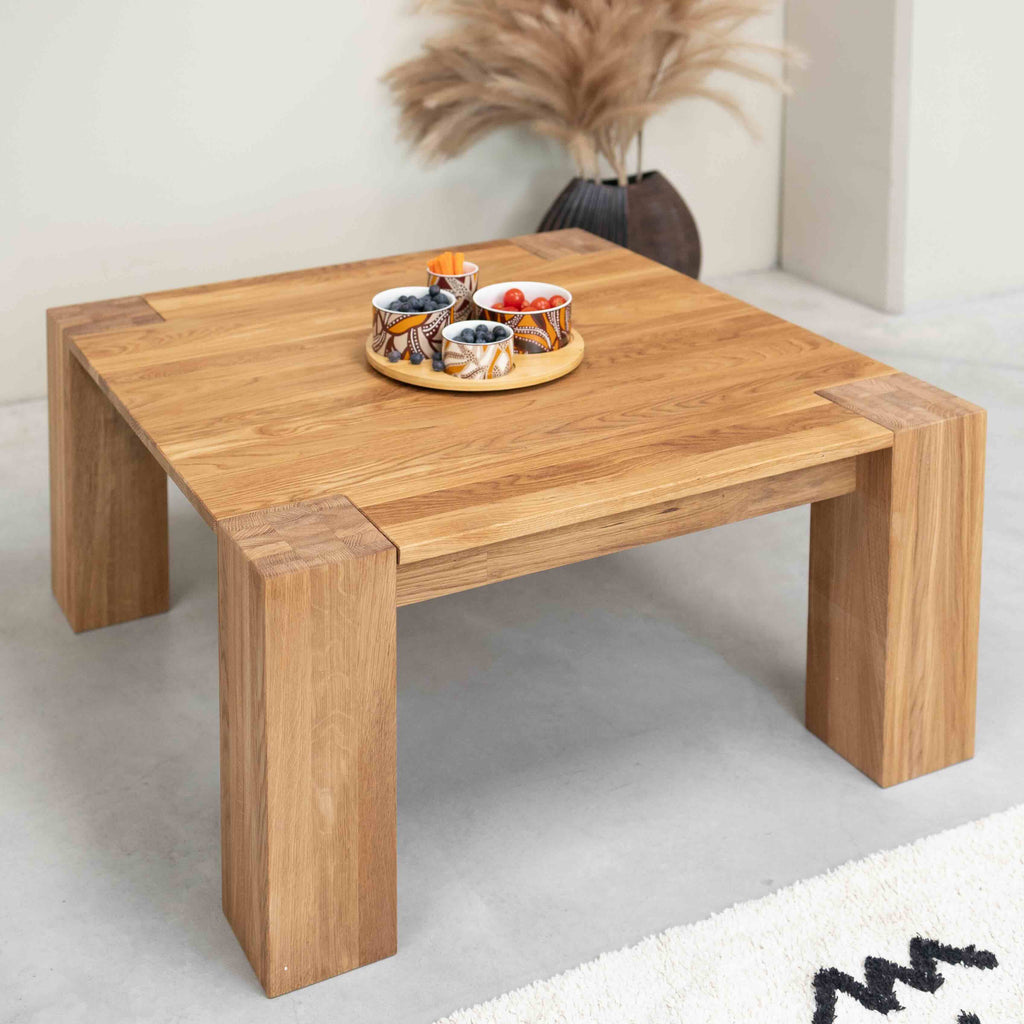 NordicStory Mesa de centro de madera maciza de roble