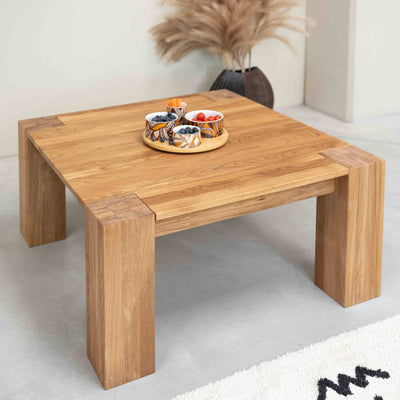 NordicStory Mesa de centro de madera maciza de roble