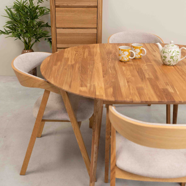 Roble.Store Mesa de comedor redonda y extensible de madera maciza de roble 