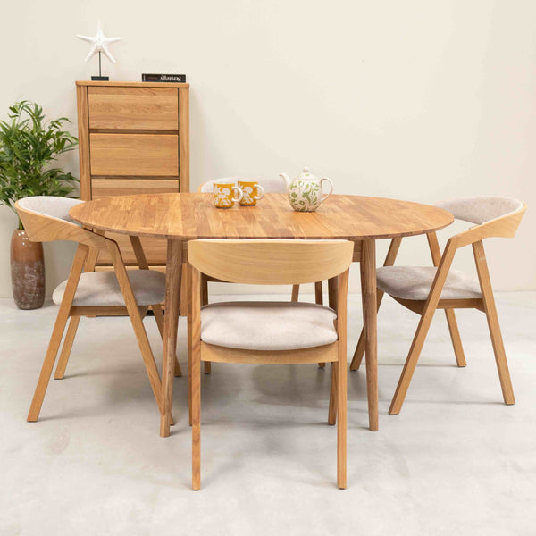 Roble.Store Mesa de comedor redonda y extensible de madera maciza de roble 