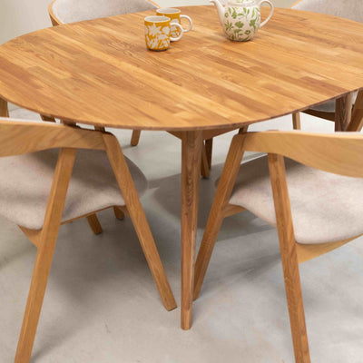 Roble.Store Mesa de comedor redonda y extensible de madera maciza de roble 
