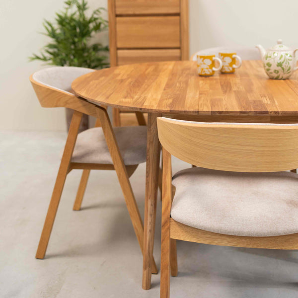 Roble.Store Mesa de comedor redonda y extensible de madera maciza de roble 
