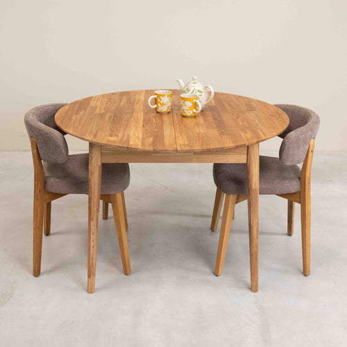 Roble.Store Mesa de comedor redonda y extensible de madera maciza de roble 