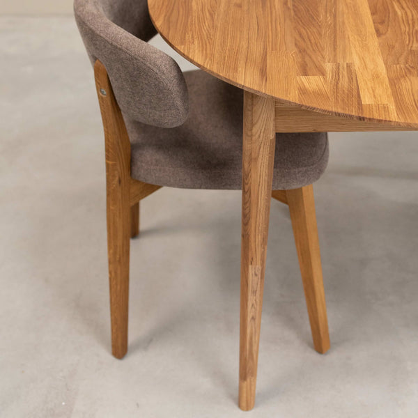 Roble.Store Mesa de comedor redonda y extensible de madera maciza de roble 