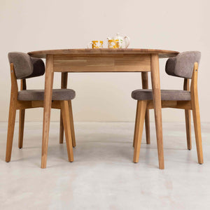 Roble.Store Mesa de comedor redonda y extensible de madera maciza de roble 