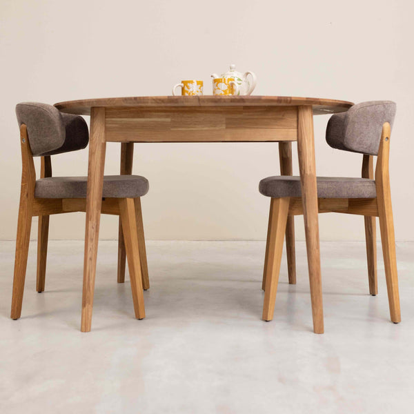 Roble.Store Mesa de comedor redonda y extensible de madera maciza de roble 