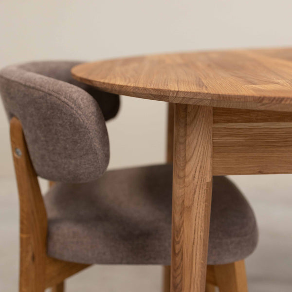 Roble.Store Mesa de comedor redonda y extensible de madera maciza de roble 