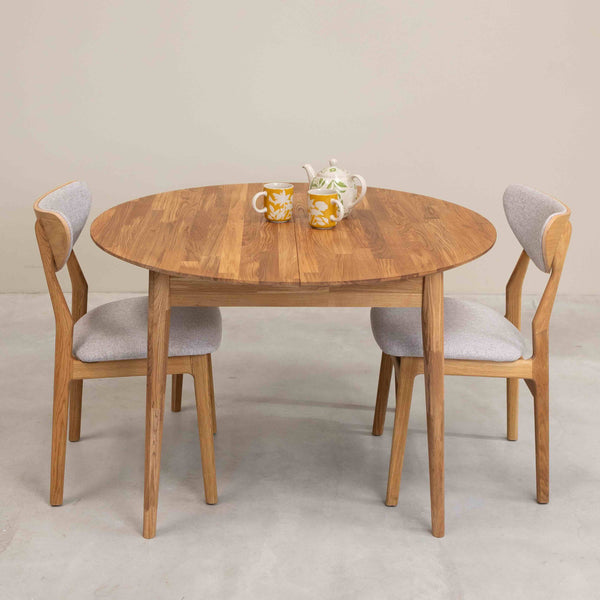 Roble.Store Mesa de comedor redonda y extensible de madera maciza de roble 