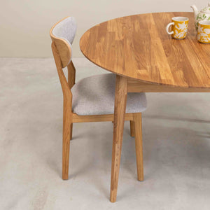 Roble.Store Mesa de comedor redonda y extensible de madera maciza de roble 
