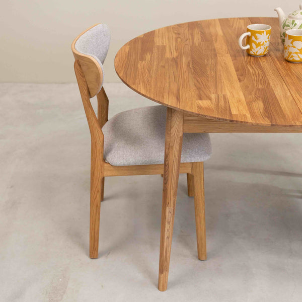 Roble.Store Mesa de comedor redonda y extensible de madera maciza de roble 
