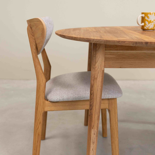 Roble.Store Mesa de comedor redonda y extensible de madera maciza de roble 
