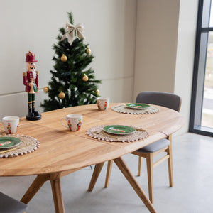 NordicStory Mesa extensible de comedor de madera maciza de roble Carmen
