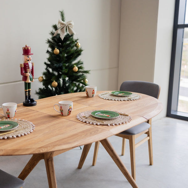 NordicStory Mesa extensible de comedor de madera maciza de roble Carmen