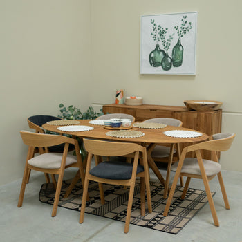 VESKOR Pack de 2 o 4 Sillas de Comedor de madera maciza de roble Knut, tapizado Beige/Gris Antracita Roble.Store