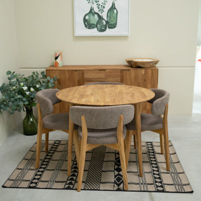 Veskor Pack de 2 o 4 Sillas de Comedor de Madera Maciza de Roble Claus, tapizado Gris o Marron Roble.Store
