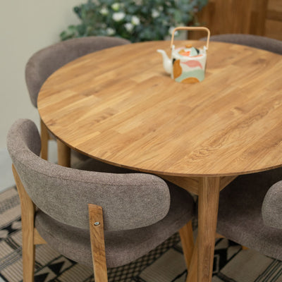 NordicStory Mesa de comedor redonda y extensible de madera maciza de roble Escandi 3 Roble.Store