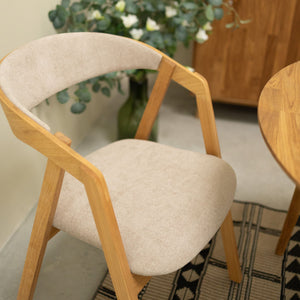 VESKOR Pack de 2 o 4 Sillas de Comedor de madera maciza de roble Knut, tapizado Beige/Gris Antracita Roble.Store