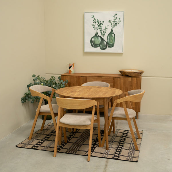 NordicStory Mesa de comedor redonda y extensible de madera maciza de roble Escandi 3 Roble.Store