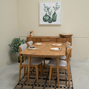 NordicStory Mesa de comedor rectangular y extensible de madera maciza de roble Escandi