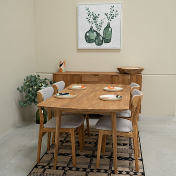 NordicStory Mesa de comedor rectangular y extensible de madera maciza de roble Escandi