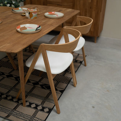 Veskor Pack de 2 o 4 Sillas de Comedor de Madera Maciza de Roble Oscar, tapizado Blanco Roble.Store