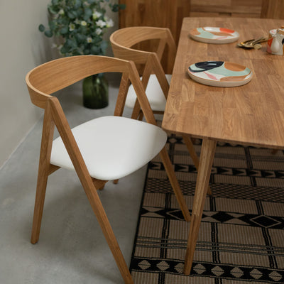 Veskor Pack de 2 o 4 Sillas de Comedor de Madera Maciza de Roble Oscar, tapizado Blanco Roble.Store