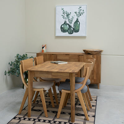 Veskor Pack de 2 o 4 Sillas de Comedor de Madera Maciza de Roble Lucas, tapizado Gris o Beige Roble.Store