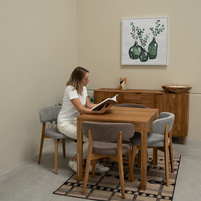 Veskor Pack de 2 o 4 Sillas de Comedor de Madera Maciza de Roble Claus, tapizado Gris o Marron Roble.Store
