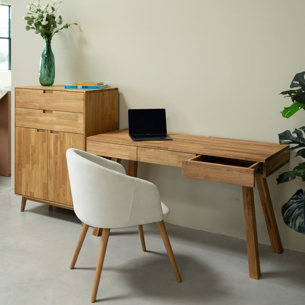 NordicStory Mesa escritorio de madera maciza de roble Einstein I 140 x 55 x 76 cm.