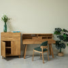 NordicStory Mesa escritorio de madera maciza de roble Einstein 2 con estanteria flotante 140 x 55 x 106 cm.