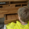 NordicStory Mesa escritorio de madera maciza de roble Einstein 2 con estanteria flotante 140 x 55 x 106 cm.