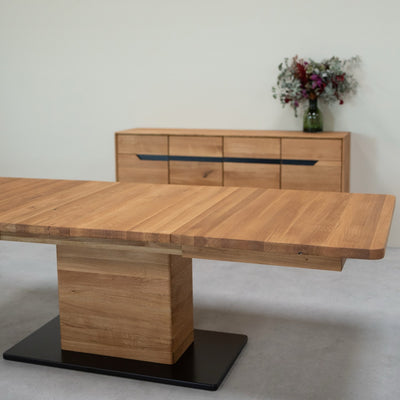 NordicStory Mesa de comedor extensible de madera maciza roble Bremen, 160-250 x 90 x 75 cm.