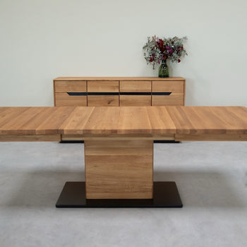 NordicStory Mesa de comedor extensible de madera maciza roble Bremen, 160-250 x 90 x 75 cm.