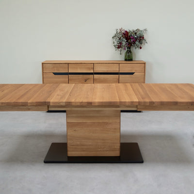 NordicStory Mesa de comedor extensible de madera maciza roble Bremen, 160-250 x 90 x 75 cm.